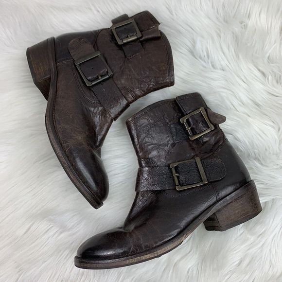 Seychelles Boots Dark Brown Leather Women's Size 6 Buckle Strap Ankles Booties - Picture 4 of 11